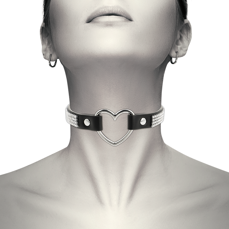 COQUETTE CHIC DESIRE - COLLIER RAS DE COU EN CUIR VEGAN AVEC COEUR