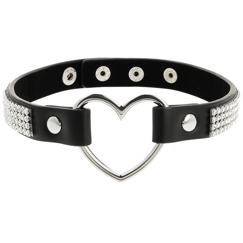 COQUETTE CHIC DESIRE - COLLIER RAS DE COU EN CUIR VEGAN AVEC COEUR