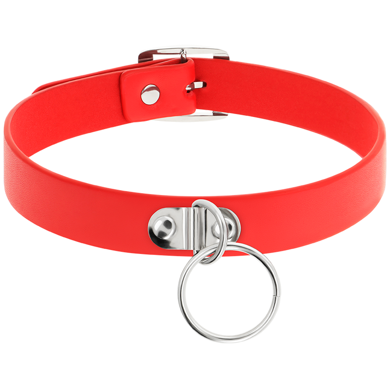 COQUETTE CHIC DESIRE - COLLIER EN CUIR VEGAN ROUGE ACCESSOIRE FÉTICHISME FEMME