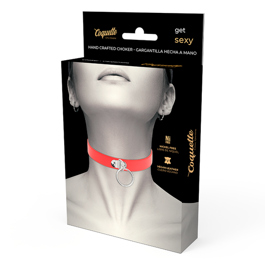 COQUETTE CHIC DESIRE - COLLAR DE CUERO VEGANO ROJO ACCESORIO FETICHE MUJER
