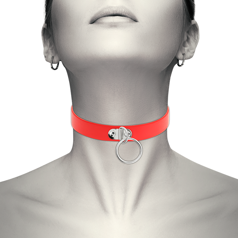 COQUETTE CHIC DESIRE - COLLIER EN CUIR VEGAN ROUGE ACCESSOIRE FÉTICHISME FEMME
