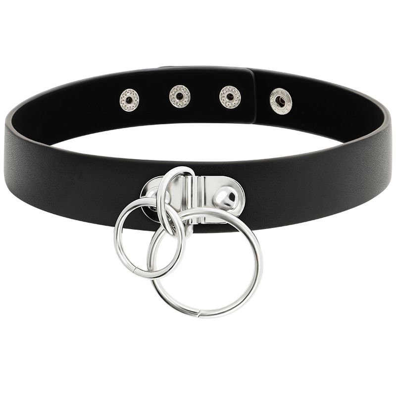 COQUETTE CHIC DESIRE - COLLIER RAS DE COU DOUBLE ANNEAU EN CUIR VEGAN