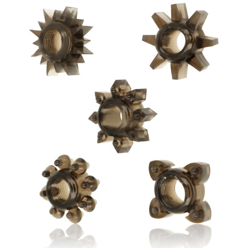 OHMAMA - LOT DE 5 ANNEAUX EN SILICONE POUR TESTICULES ET PÉNIS