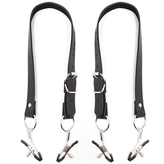 OHMAMA FETISH - PINZAS PARA CLÍTORIS CON CORREAS PARA LAS PIERNAS