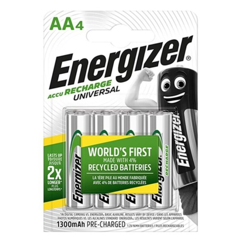 ENERGIZER - PILA RECARGABLE UNIVERSAL HR6 AA 1300mAh 4 UNIDADES