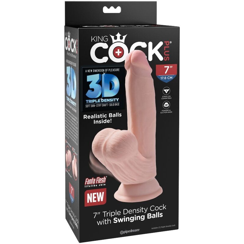 KING COCK - PLUS DILDO 3D BOLAS OSCILANTES 15,2 CM PIEL CLARA