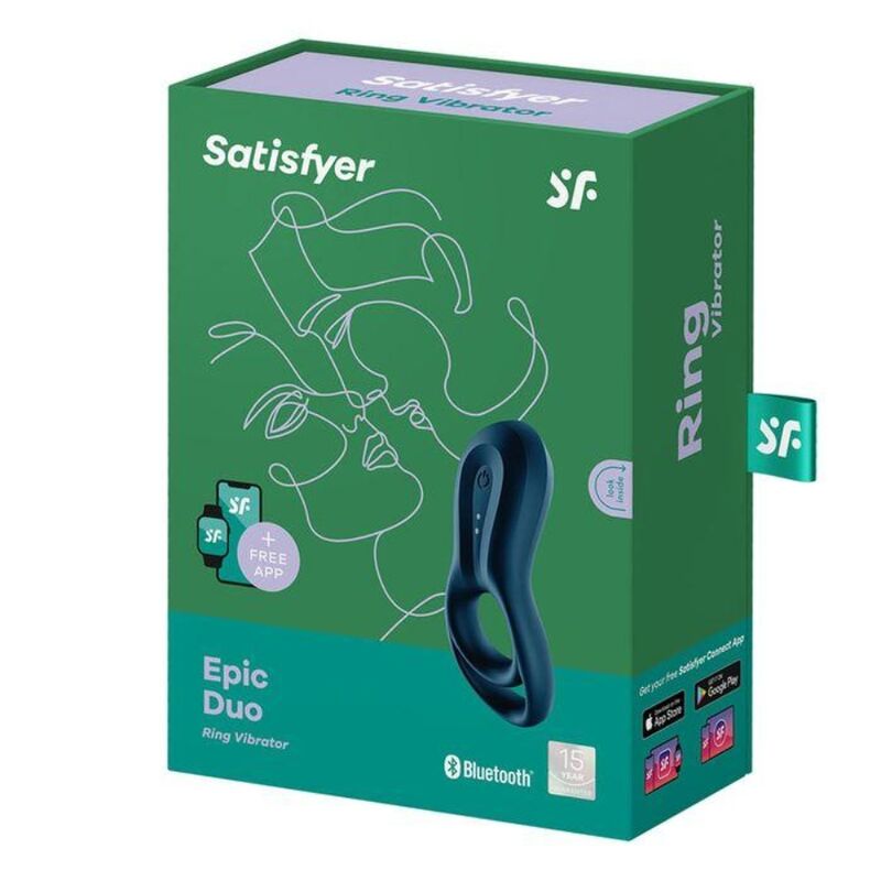SATISFYER - VIBRATEUR EPIC DUO RING AVEC APPLICATION BLEU