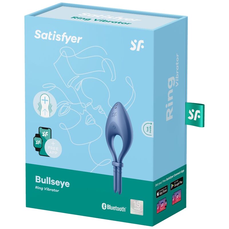 SATISFYER - BULLSEYE RING VIBRATEUR APPLI BLEU