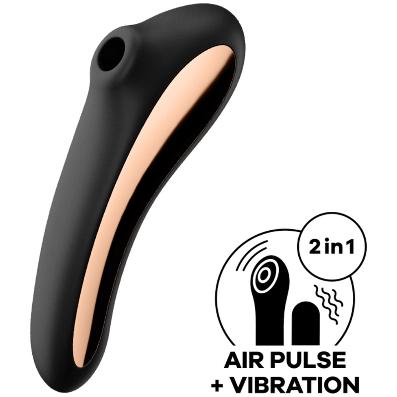 SATISFYER - VIBRADOR DUAL KISS AIR PULSE NEGRO