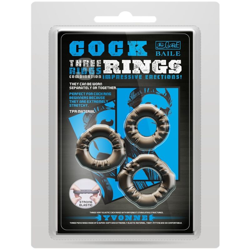 BAILE - COCK RINGS YVONNE SET 3 ANNEAUX PÉNIS
