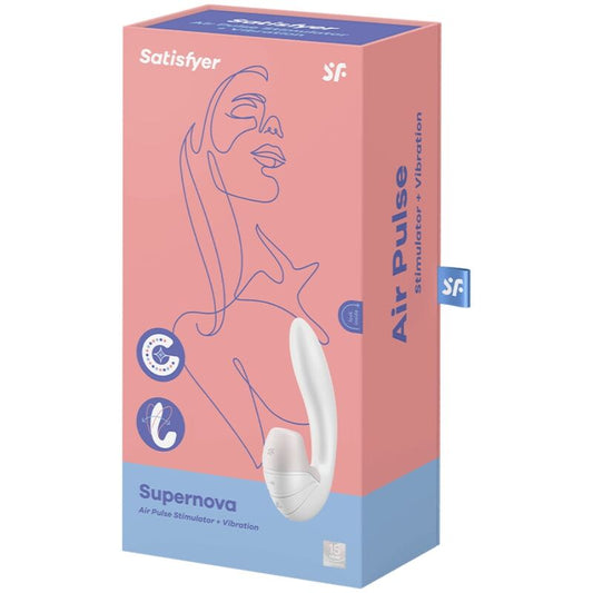 SATISFYER - ESTIMULADOR DE PULSO DE AIRE Y VIBRACIÓN SUPERNOVA BLANCO