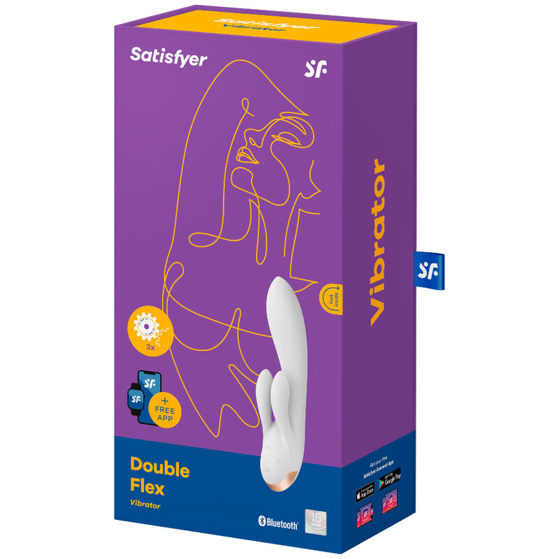 SATISFYER - VIBRADOR DOBLE FLEXIBLE APP BLANCO