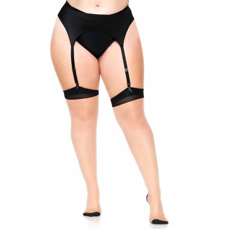 LEG AVENUE - PLUS LYCRA TRANSPARENTE DE DOS TONOS CON COSTURA TRASERA Y TACÓN CUBANO