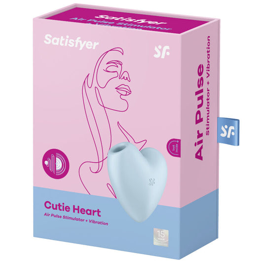 SATISFYER - ESTIMULADOR Y VIBRADOR DE PULSO DE AIRE CUTIE HEART AZUL