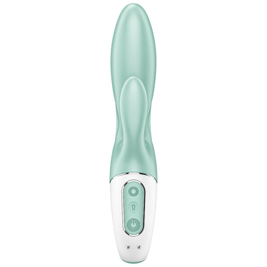 SATISFYER - BOMBA DE AIRE CONEJO 5+ VIBRADOR INFLABLE CONEJO APP VERDE