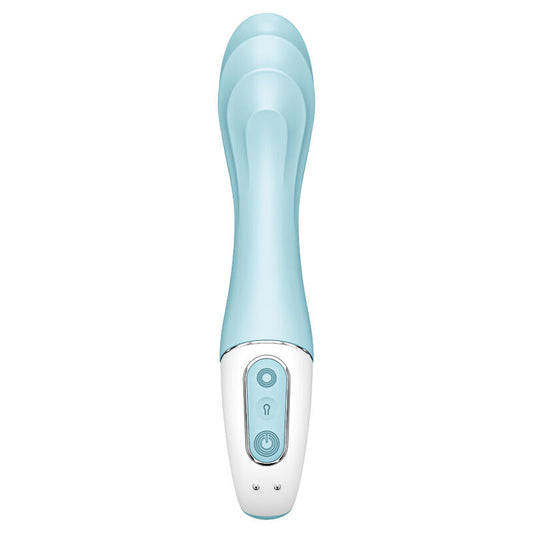 SATISFYER - VIBRADOR CON BOMBA DE AIRE 5+ VIBRADOR INFLABLE PARA PUNTO G CON APLICACIÓN AZUL