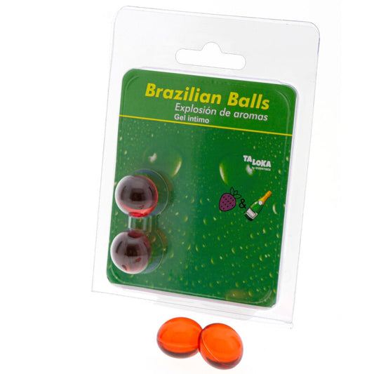 TALOKA - 2 BOLAS BRASILEÑAS GEL ÍNTIMO FRESAS Y CHAMPÁN