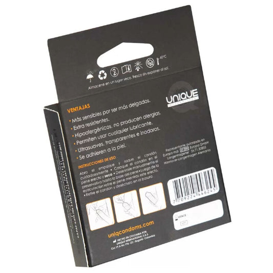UNIQ - CONDONES CLÁSICOS SIN LÁTEX 3 UNIDADES