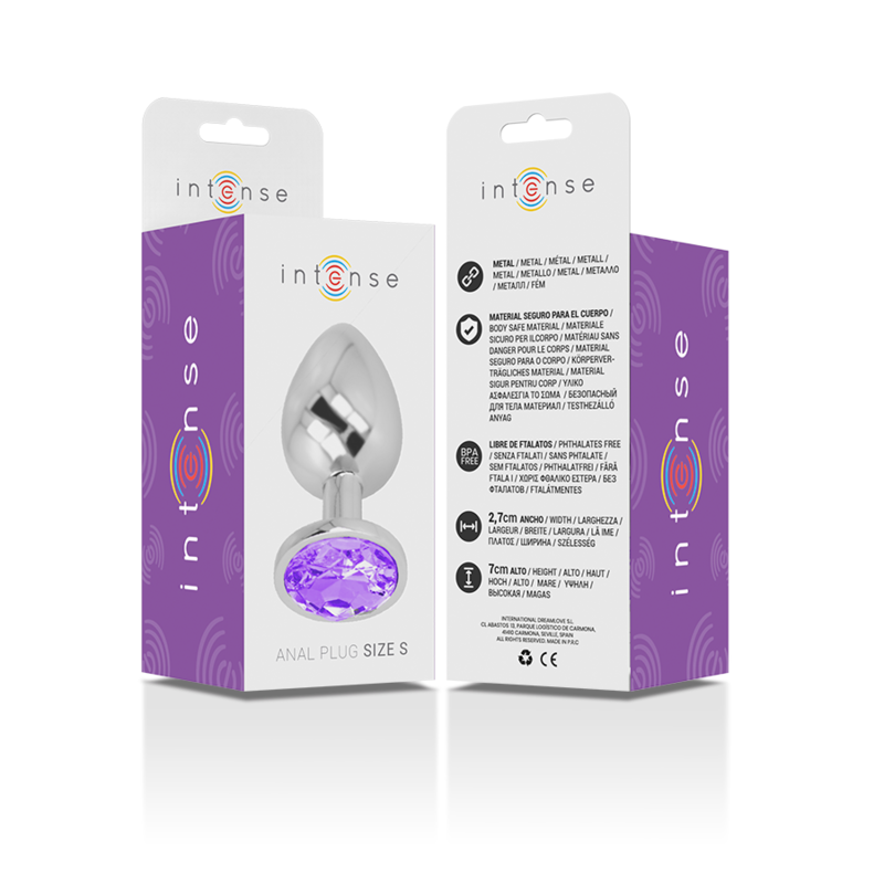 INTENSE - PLUG ANAL DE METAL DE ALUMINIO CON CRISTAL VIOLETA TALLA S