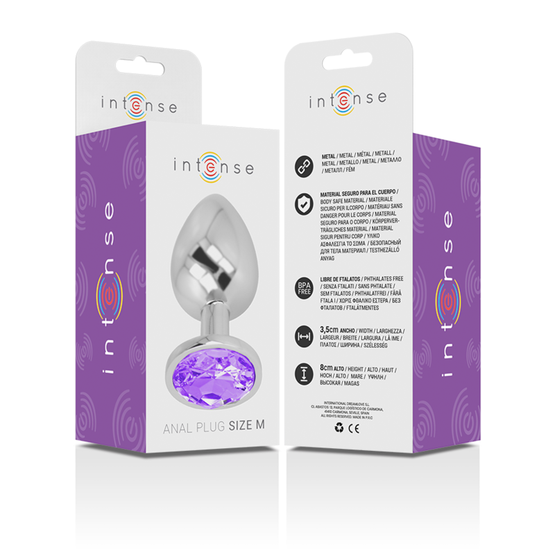 INTENSE - PLUG ANAL DE ALUMINIO CON CRISTAL VIOLETA TALLA M