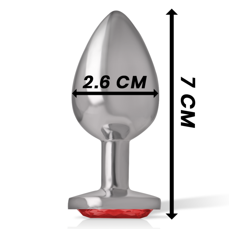 INTENSE - PLUG ANAL DE ALUMINIO CON CRISTAL ROJO TALLA S