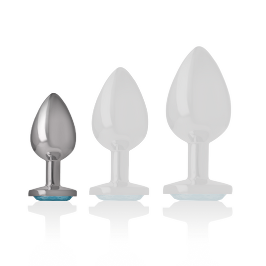 INTENSE - PLUG ANAL DE ALUMINIO CON CRISTAL AZUL TALLA S