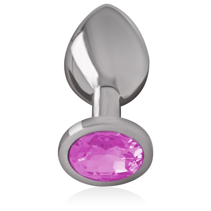 INTENSE - PLUG ANAL DE METAL DE ALUMINIO CON CRISTAL ROSA TALLA S