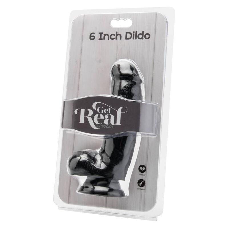 GET REAL - DILDO 12 CM CON BOLAS NEGRO
