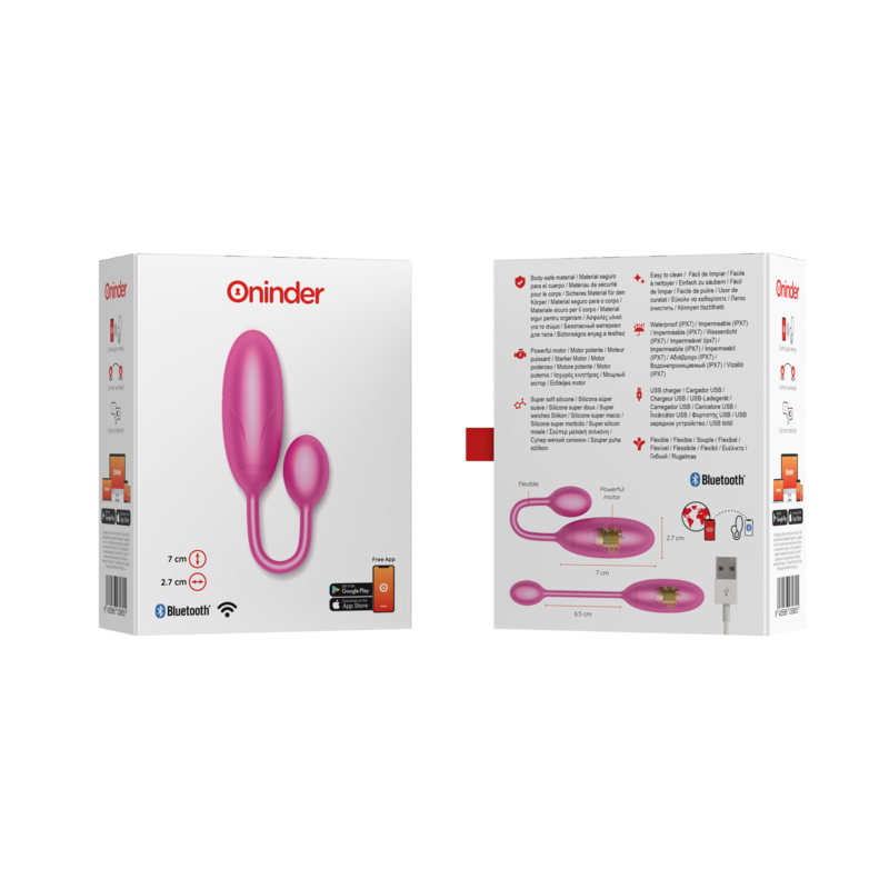 ONINDER - HUEVO VIBRADOR DENVER ROSA 7 X 2,7 CM APLICACIÓN GRATUITA