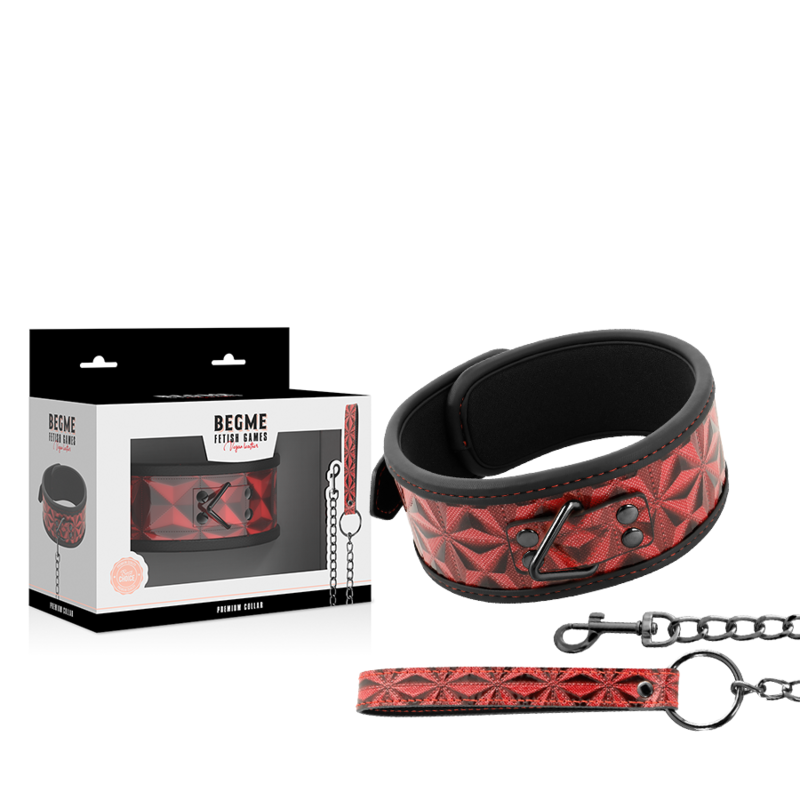BEGME - COLLIER EN CUIR VEGAN PREMIUM ÉDITION ROUGE AVEC DOUBLURE EN NÉOPRÈNE