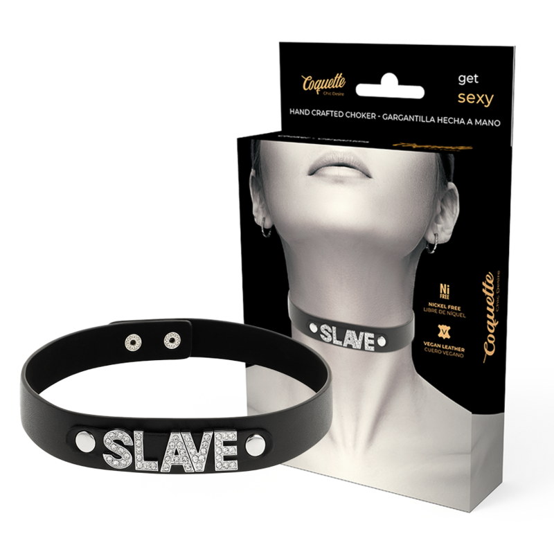 COQUETTE CHIC DESIRE - COLLIER RAS DE COU EN CUIR VEGAN SLAVE