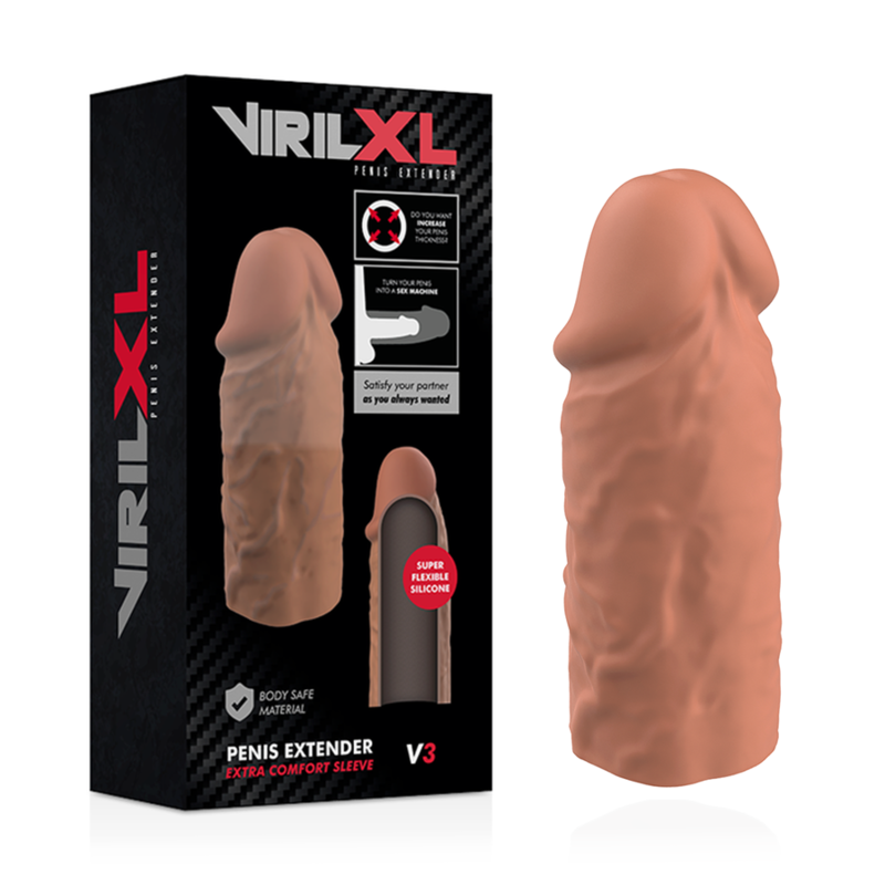 VIRILXL - EXTENSIÓN DE PENE DE SILICONA LÍQUIDA V3 MARRÓN