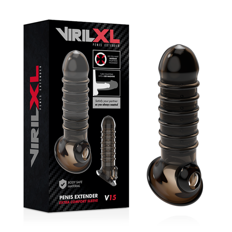VIRILXL - EXTENSIÓN DE PENE Y FUNDA V15 NEGRO