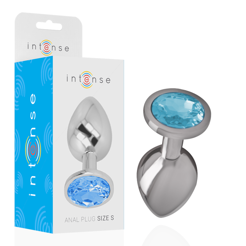 INTENSE - PLUG ANAL DE ALUMINIO CON CRISTAL AZUL TALLA S