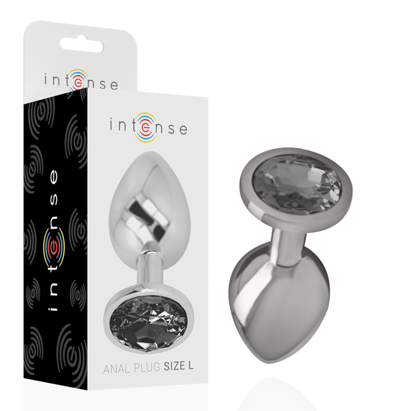 INTENSE - PLUG ANAL DE METAL DE ALUMINIO CON VIDRIO NEGRO TALLA L