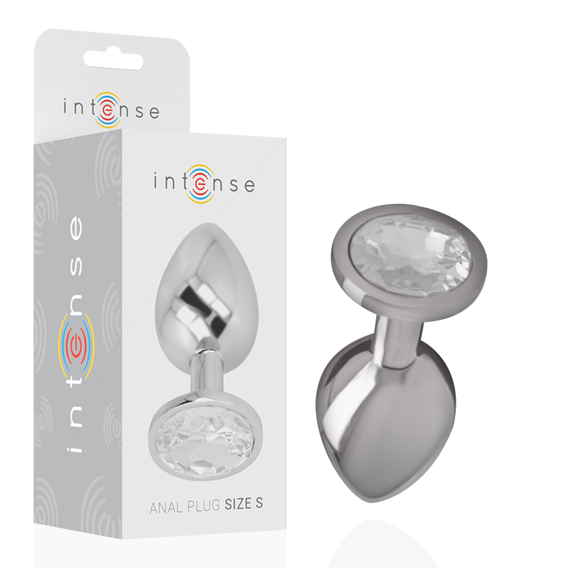 INTENSE - PLUG ANAL DE ALUMINIO CON CRISTAL PLATEADO TALLA S