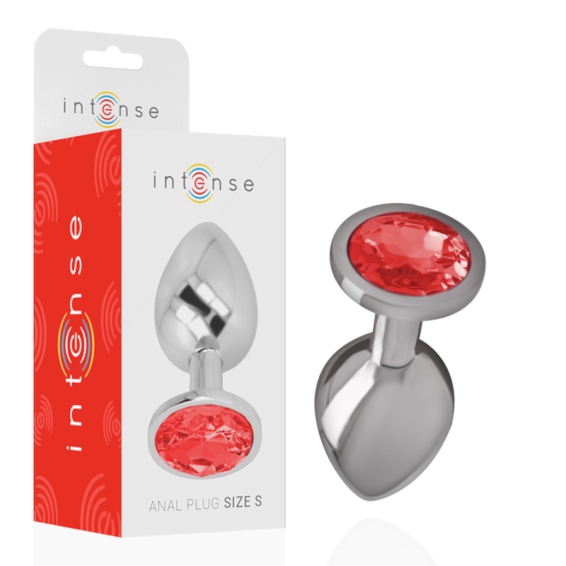 INTENSE - PLUG ANAL DE ALUMINIO CON CRISTAL ROJO TALLA S
