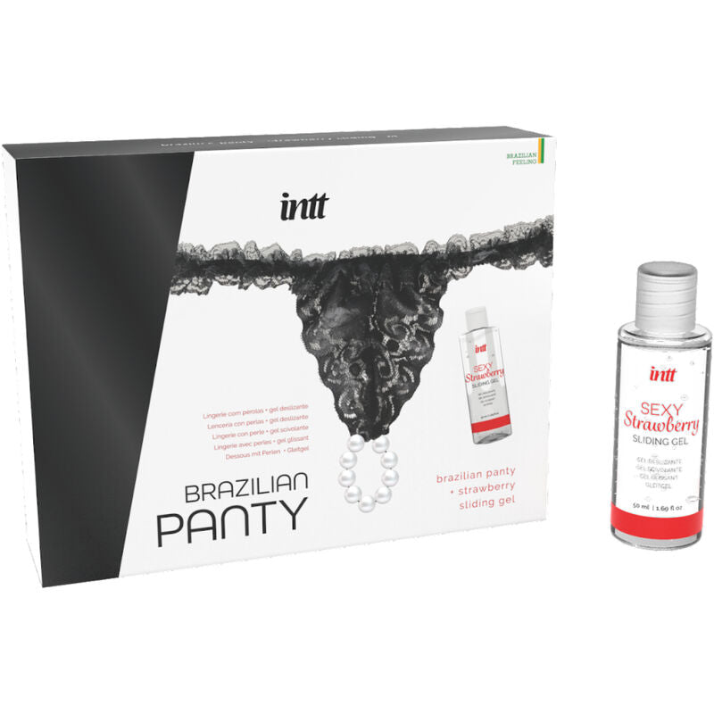 LANZAMIENTOS INTT - BRAGUITA BRASILEÑA NEGRA CON PERLAS Y GEL LUBRICANTE 50 ML