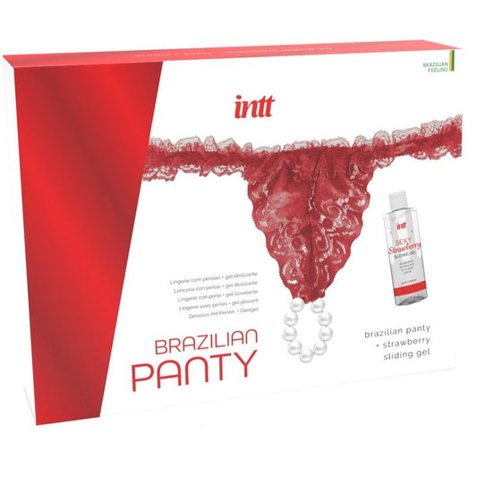 LANZAMIENTOS INTT - BRAGUITA BRASILEÑA ROJA CON PERLAS Y GEL LUBRICANTE 50 ML