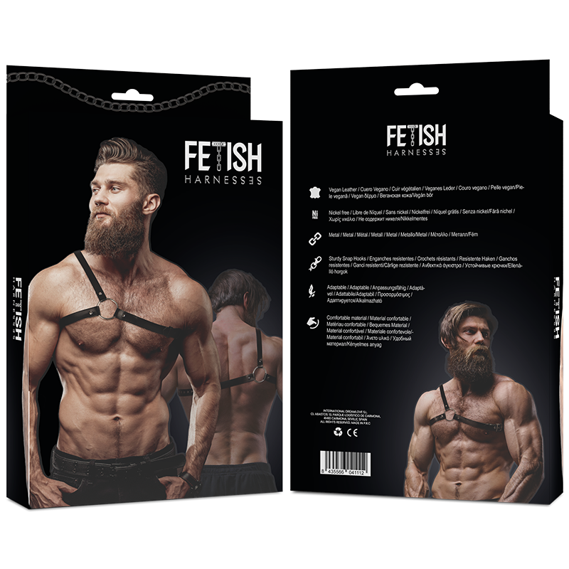 FETISH SUBMISSIVE - ARNÉS DE CUERO ECOLÓGICO CON HOMBROS CRUZADOS ATTITUDE PARA HOMBRE
