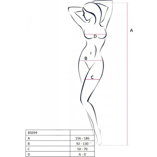 PASIÓN - BS099 BODYSTOCKING NEGRO TALLA ÚNICA