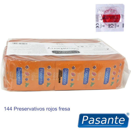 PASANTE - CONDONES SABOR FRESA BOLSA 144 UNIDADES