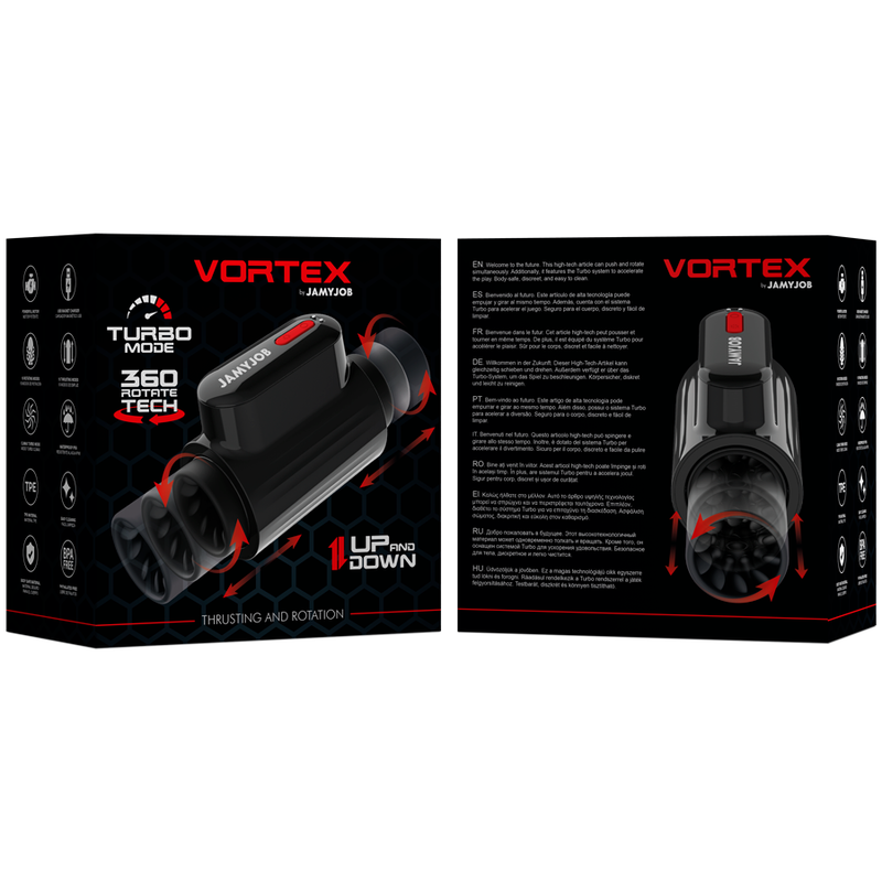 JAMYJOB - MASTURBATEUR VORTEX THRUSTING ET TECHNOLOGIE DE ROTATION À 360° MODE TURBO
