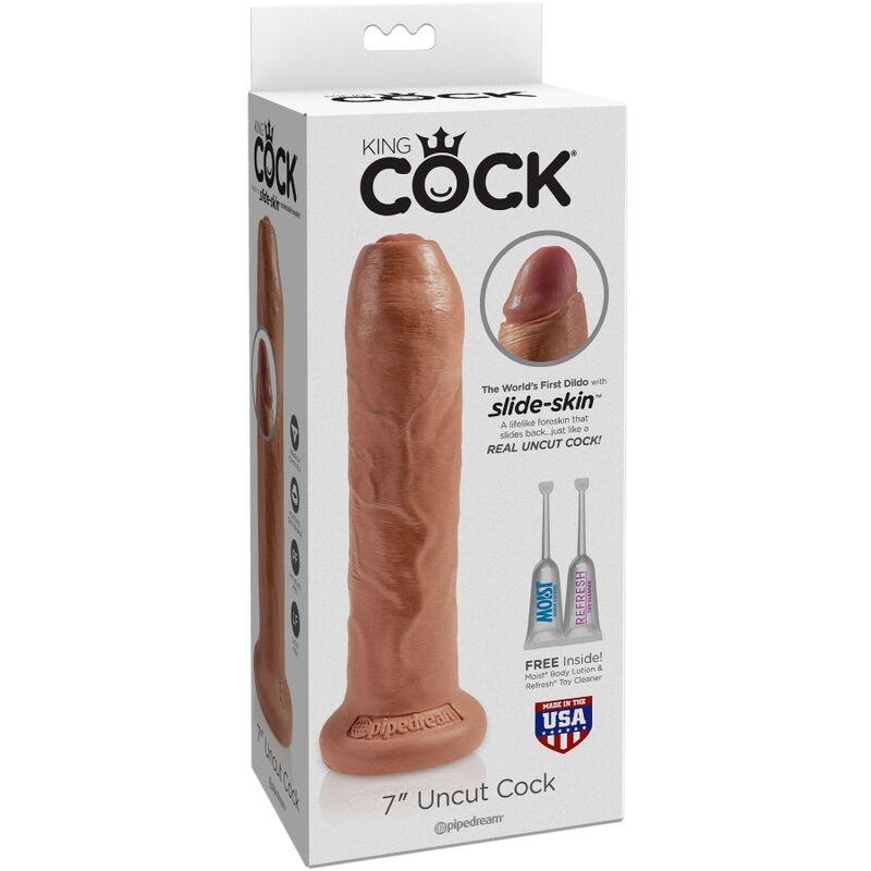 KING COCK - PENE REALISTA SIN CORTAR 17,8 CM CARAMELO
