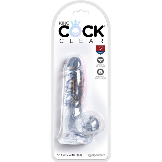 KING COCK - PÉNIS RÉALISTE TRANSPARENT AVEC COUILLES 10,1 CM TRANSPARENT