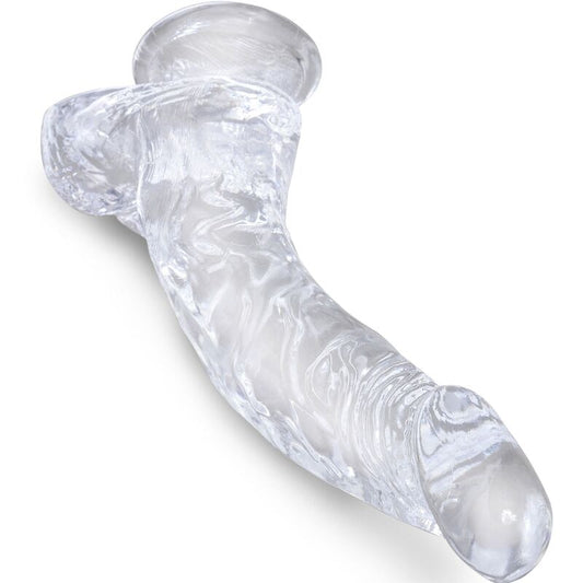KING COCK - PENE CURVO REALISTA CLARO CON BOLAS 16,5 CM TRANSPARENTE