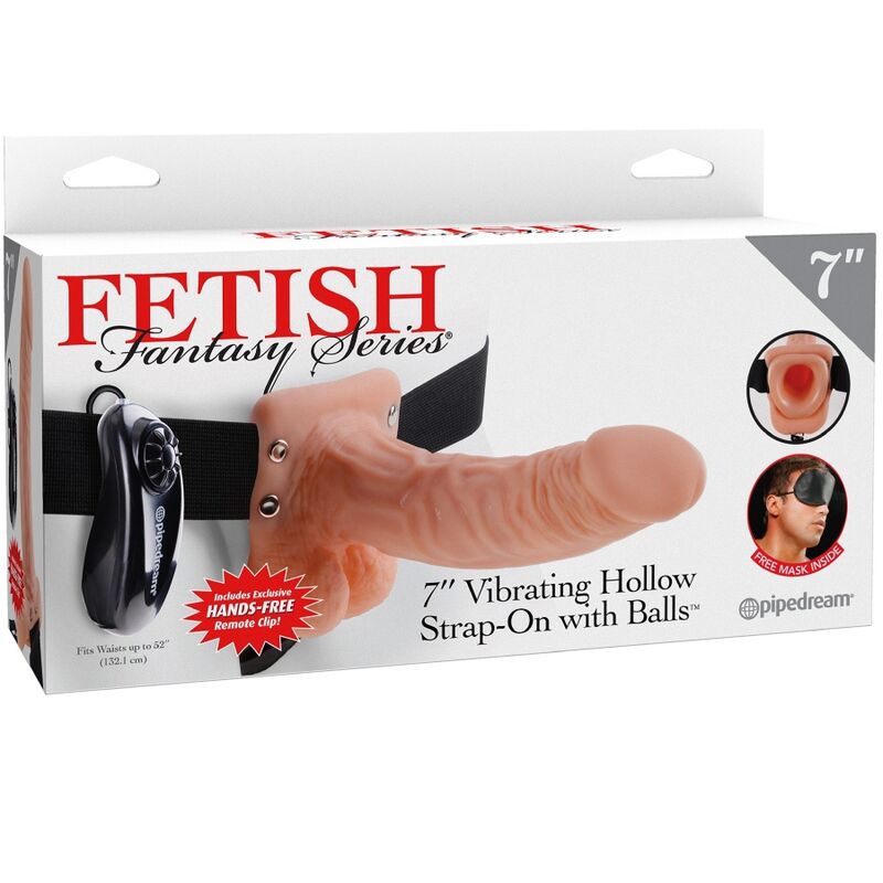 SERIE FETISH FANTASY - ARNÉS AJUSTABLE CONTROL REMOTO PENE REALISTA CON TESTICULOS 17.8 CM
