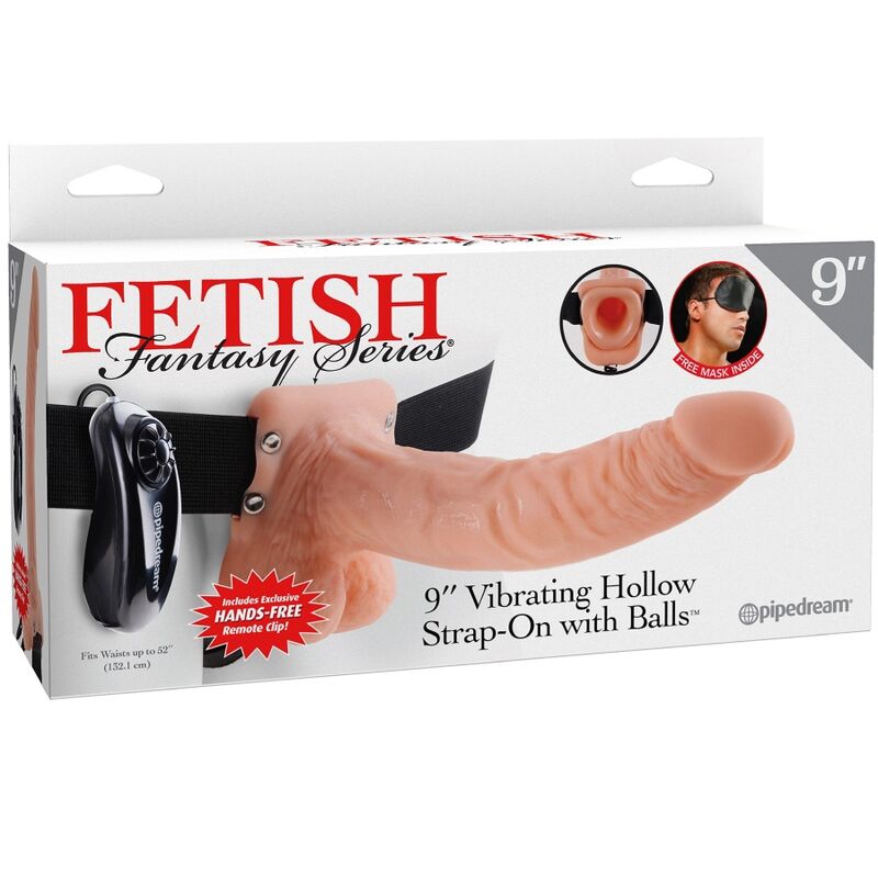 SERIE FETISH FANTASY - ARNÉS AJUSTABLE CONTROL REMOTO PENE REALISTA CON TESTICULOS 23 CM