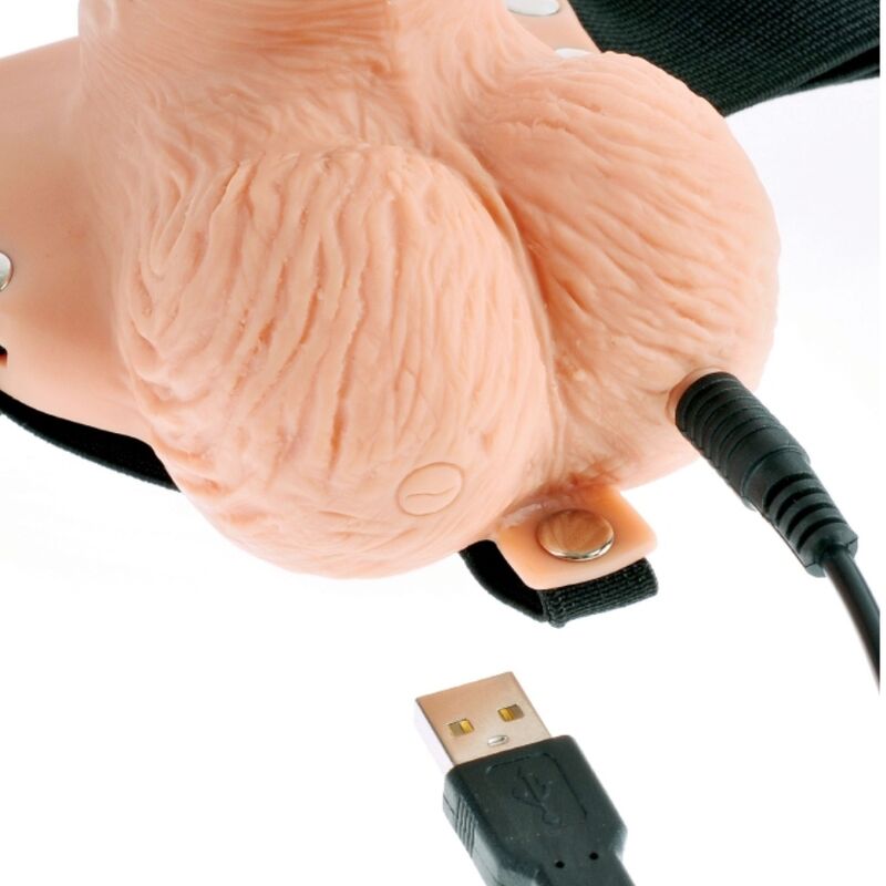 FETISH FANTASY SERIES - ARNÉS AJUSTABLE CONTROL REMOTO PENE REALISTA CON TESTICULOS RECARGABLES Y VIBRADOR 15 CM