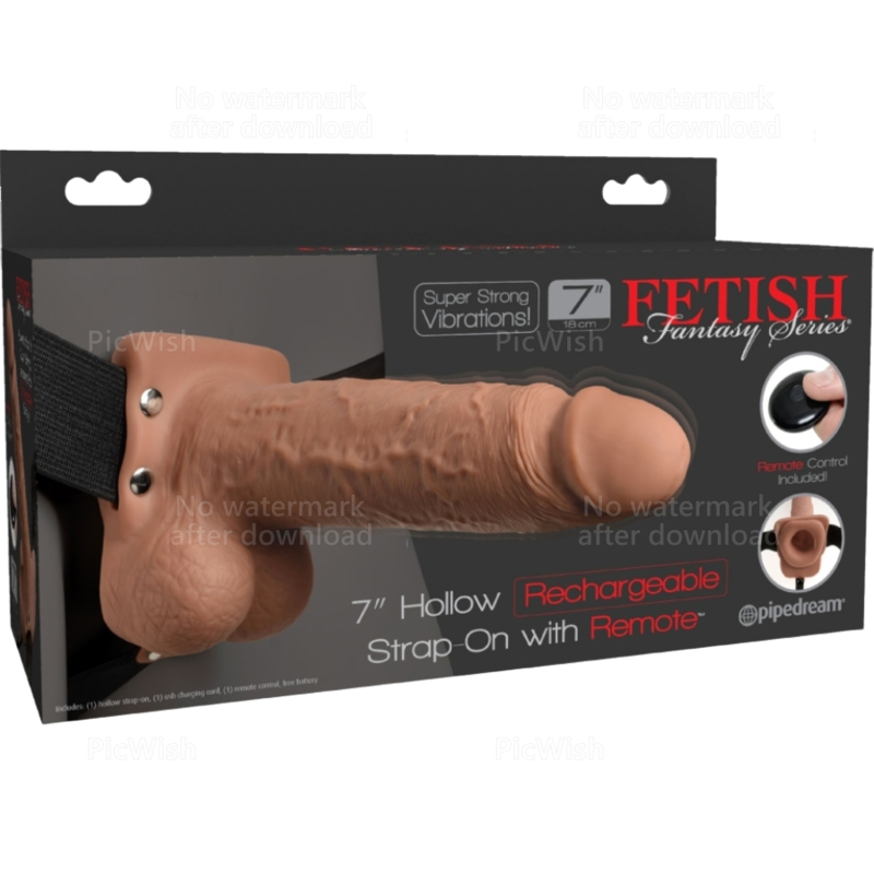 SERIE FETISH FANTASY - ARNÉS AJUSTABLE PENE REALISTA CON BOLAS RECARGABLE Y VIBRADOR 17.8 CM